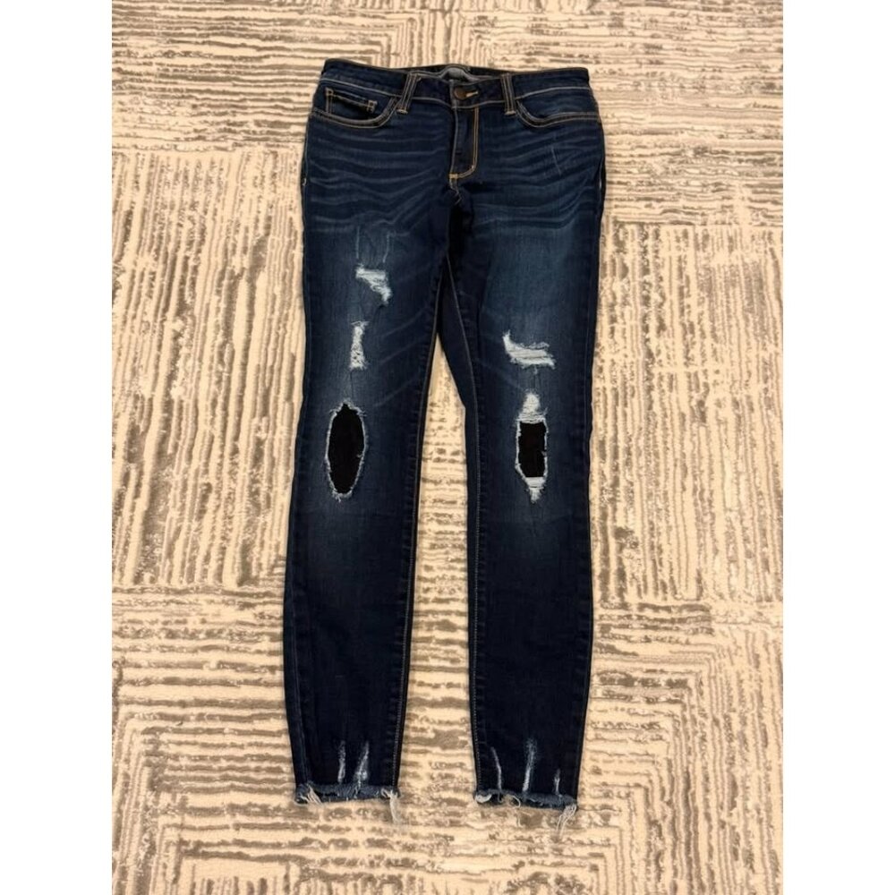 A.N.A women's size 6 dark blue distressed jegging denim jeans